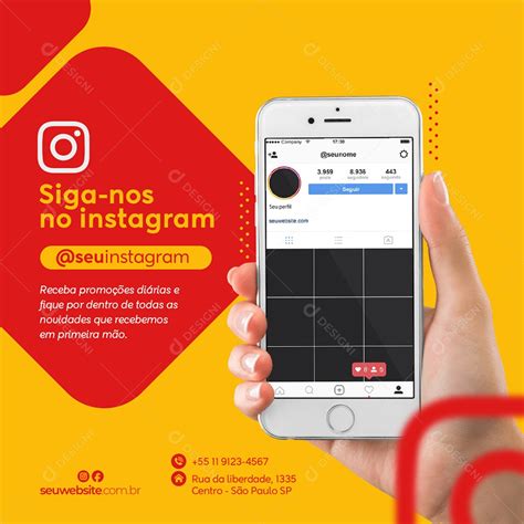 Siga Nos No Instagram e Nas Redes Sociais Social Media PSD Editável ...