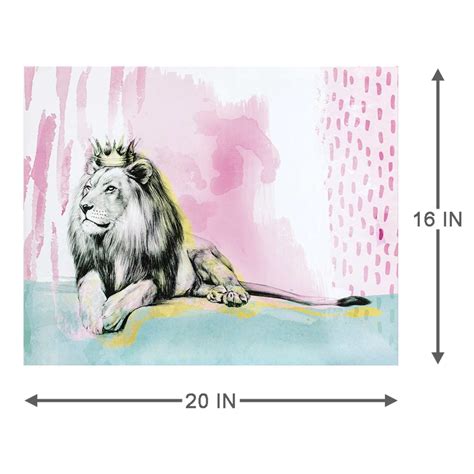 Pink Lion Abstract Canvas Wall Art, 20x16