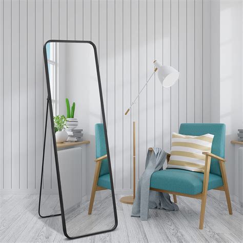 Buy Bonnlo Full Length Mirrors,165×50 cm Black Standing Mirror Big Free ...
