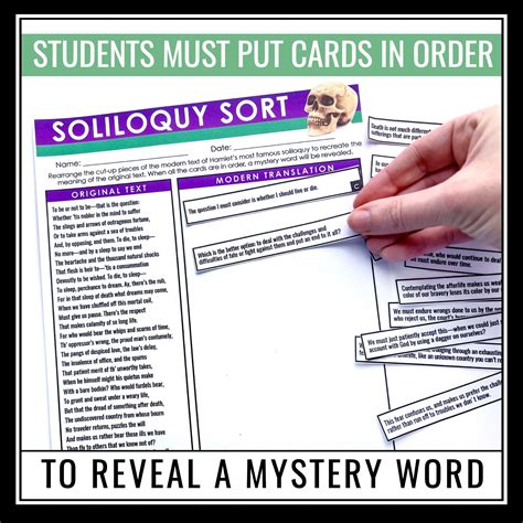 Hamlet To Be Or Not To Be Soliloquy Activity - Modern Translation Sort ...