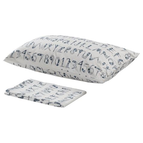 LATTJO flat sheet and pillowcase, numbers/dark green blue, 150x250 ...