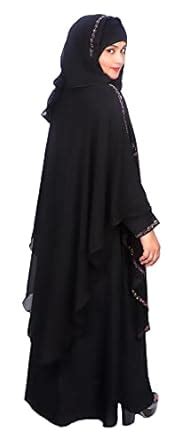 Buy DUA ABAYA Women's Stylish Double Layer Butterfly Style Diamond Work ...