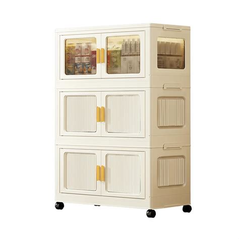 House of Quirk 3 Layer Storage Box Cabinet Wardrobe with Wheels ...