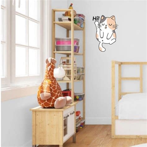 Hi Cat Wall Sticker (PVC Vinyl, 38 cm x 26 cm)Self-adhesive – Rangoli