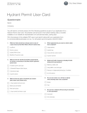 AU Hydrant Permit User Card - City West Water 2013-2025 - Fill and Sign ...