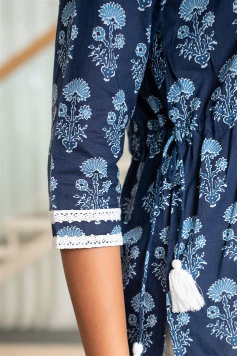 Floral Indigo cotton kurta set