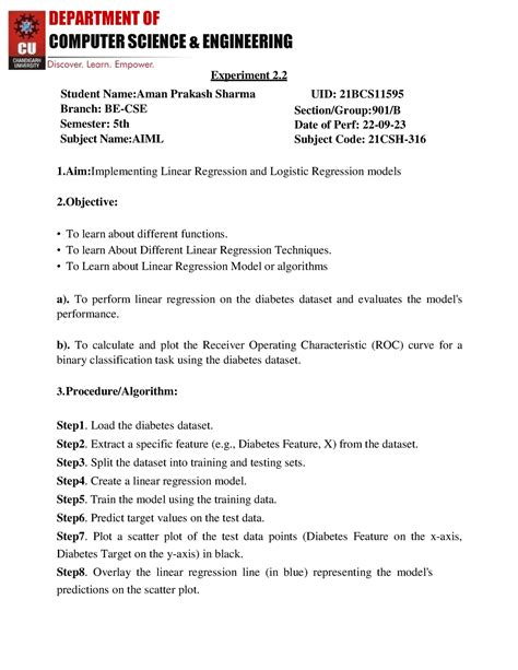 Aiml 2 - Chandigarh University - COMPUTER SCIENCE & ENGINEERING Name ...