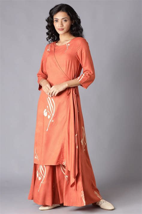 Buy Rust Orange Angrakha Jumpsuit In Round Neck @ 3999 | W for woman ...