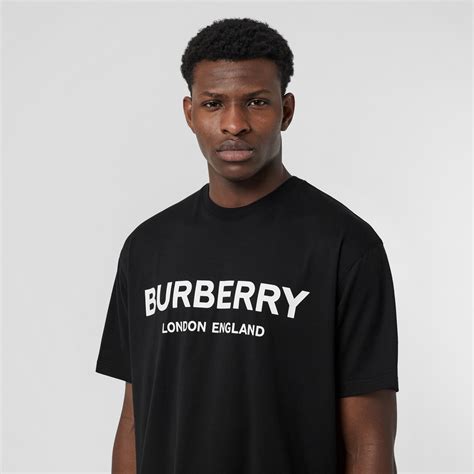 Logo Print Cotton T-shirt in Black - Men | Burberry Singapore