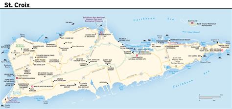 Large road map of St. Croix Island, US Virgin Islands with other marks ...