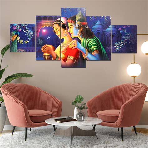 perpetual Radha Krishna Paintings for Wall Decoration - Set Of Five, 3d ...