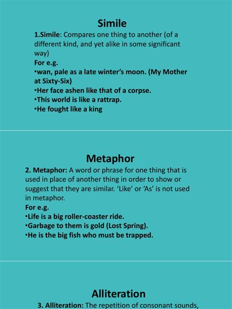 Simile: 1.simile: Compares One Thing To Another (Of A | PDF | Metaphor ...