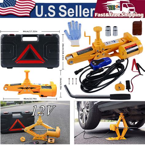 3 Ton Electric Scissor Car Jack Lift 12V DC Automotive Floor Jack Tool ...