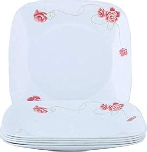 CORELLE Square Round Asia Rosetta Glass Dinner Set (Multicolour) -21 ...
