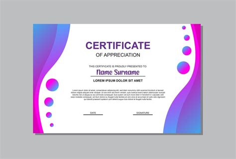 Certificate template in blue and purple colors in abstract style ...