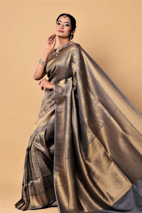 Buy Grey Gold Sualkuchi Assam Silk Saree - House Of Elegance – House Of ...
