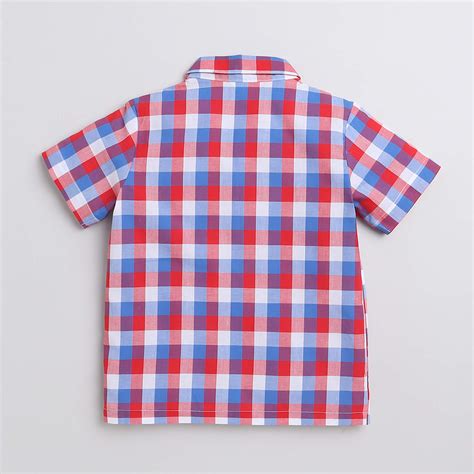 Shop Checks Half Sleeves Shirt With Attached Tee - Multi Online – taffykids