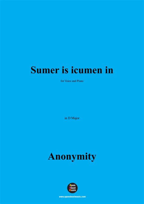 Anonymous-Sumer is icumen in,in D Major (arr. Open Cloud) by Anonymity ...