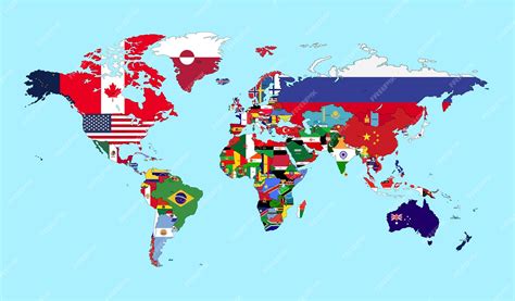World Map Flags and Names | Premium Vector