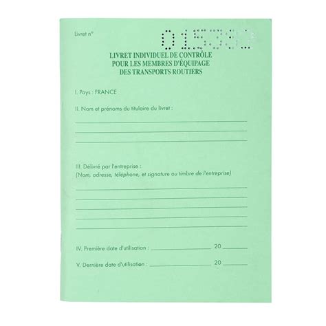 Buy Livret Individuel de Controle pour les Conducteurs et Convoyeurs de ...