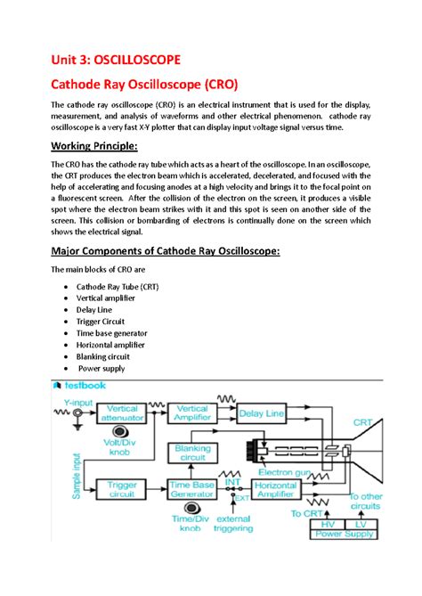 Unit 3 notes Oscilloscopes - Unit 3: OSCILLOSCOPE Cathode Ray ...