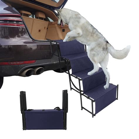 YEPHHO 4 Steps Upgraded Folding Pet Stairs Ramp Lightweight Portable ...