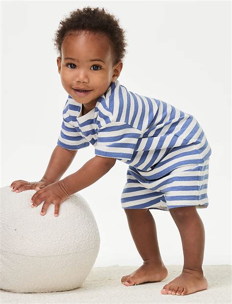 Buy 2pc Pure Cotton Striped Shorts Outfit (0-3 Yrs) at Marks & Spencer