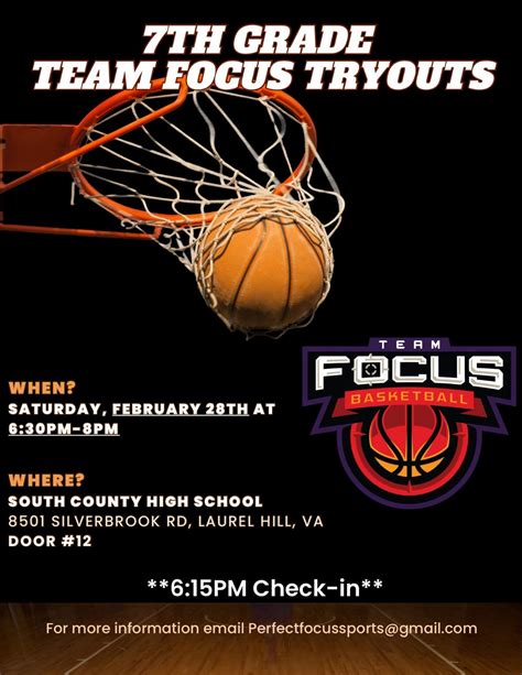 Team Focus Spring 2026 AAU 13U / 7th Grade Tryout, South County High ...