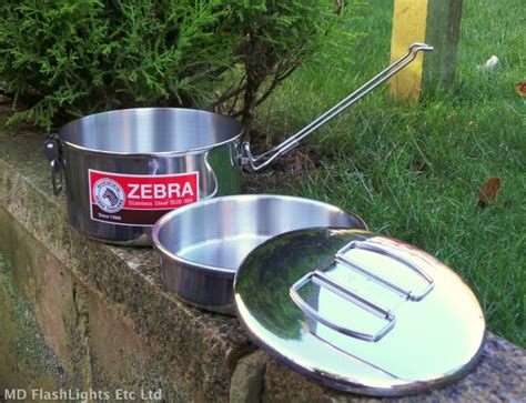 Buy 14cm Stainless Steel Zebra Billy Can Lunchbox Cooking Pot Bushcraft ...