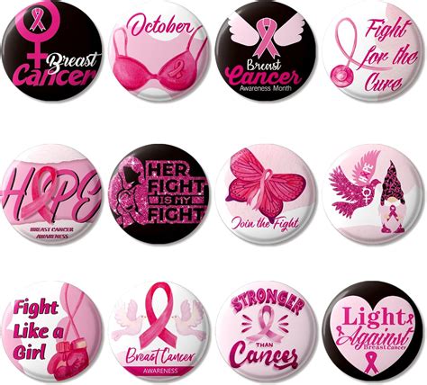 Amazon.com: Breast Cancer Awareness Decorations Buttons Badge,36 Pcs ...