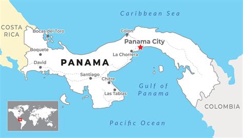 Panama Political Map with capital Panama City, most important cities ...