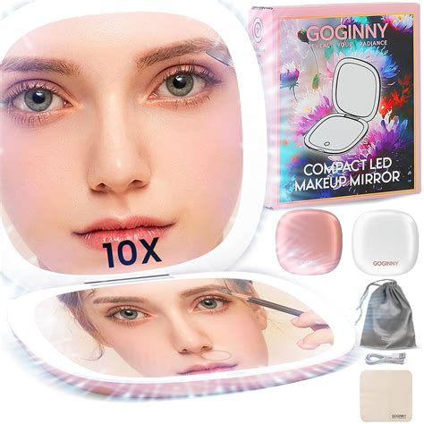GOGINNY Compact Mirror with Light, Makeup Vanity Lighted Portable ...