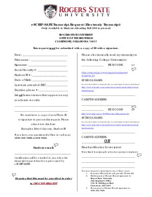 Fillable Online eSCRIP-SAFE Transcript Request - Rogers State ...