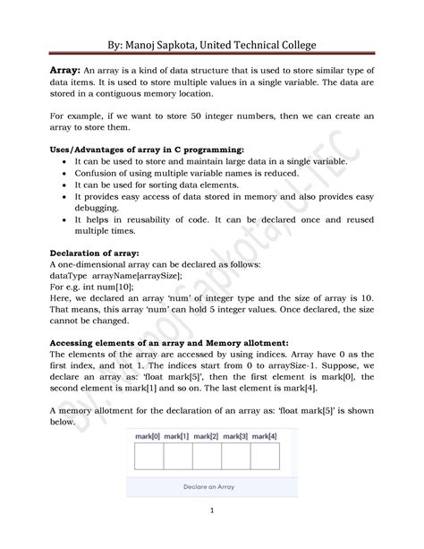 Image result for Array in C Programming Examples PDF