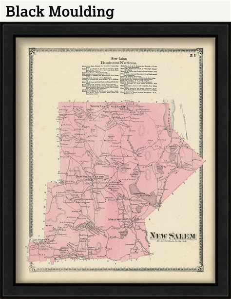 Town of NEW SALEM, Massachusetts 1871 Map - Replica or Genuine ORIGINAL