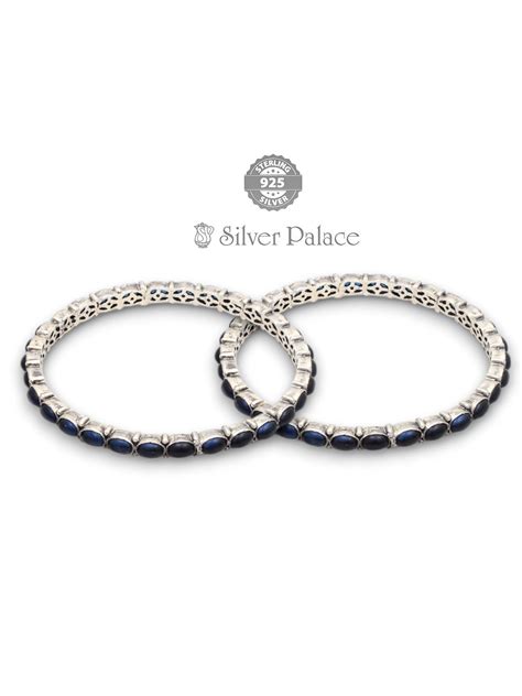 925 Sterling Silver Blue Spinal Bangles For Womens Mannj Collection ...