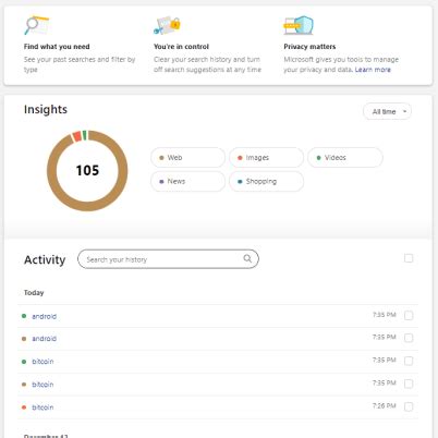 View Browser History Bing 的图像结果