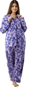 Poopii Women Printed Purple, Blue, Multicolor Shirt & Pyjama set Price ...
