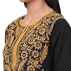 Ada Lucknowi Chikankari Hand Embroidery Women's Cotton Kurta Kurti ...