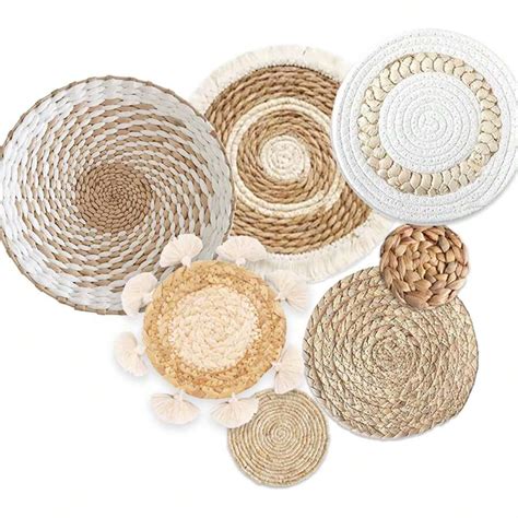 1/7 Pack Boho Wall Basket Decor - Seagrass Rattan Wicker Wall Decor ...