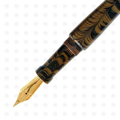 Ranga Abhimanyu Regular Ebonite Fountain Pen, Khaki-Bluish Black Rippl ...