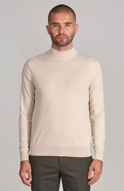 Men’s Mock Turtleneck Jumper Made Of 100% Cotton Knit: Crafted in a ...