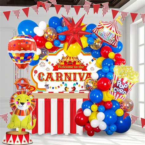 Buy Carnival Red Blue Yellow Balloon garland kit Primary Color and Lion ...