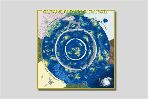 Flat Earth Map, World Beyond The Ice Wall,Semi-Glossy Canvas | Inspire Uplift