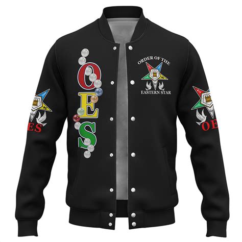 Order of the Eastern Star Baseball Jacket Pearls Black