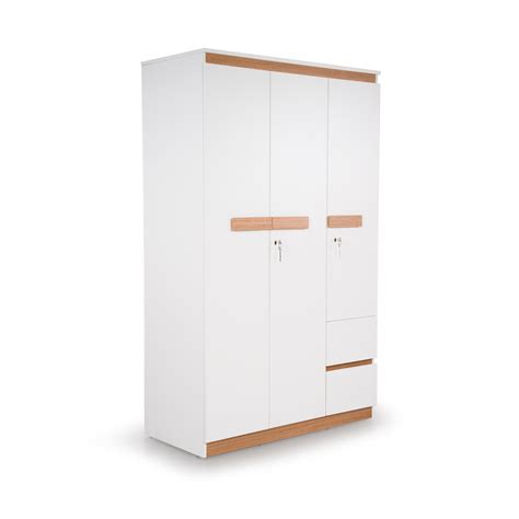 Buy Juda White Engineered Wood 3 Door Wardrobe Online At Durian