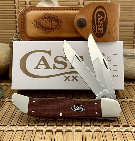 Reliable Case Pocket Knife – Dark Red Burlap Micarta Folding Hunter ...