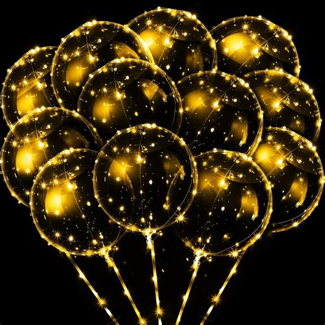 30 Pack LED Bobo Balloons Light Up Balloons Clear Helium Bubble Bobo ...