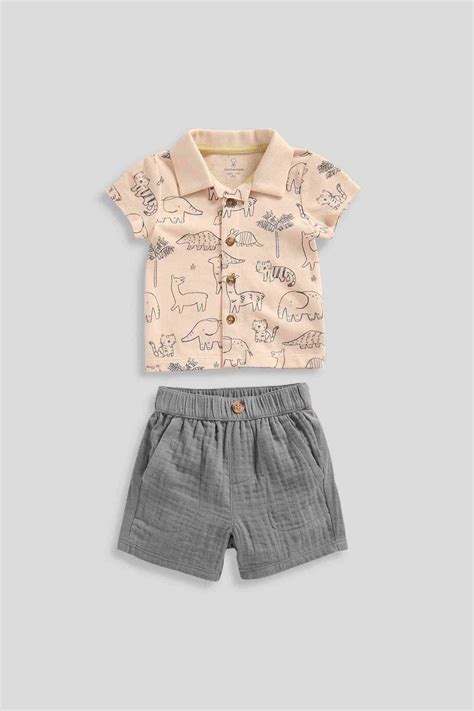 Mothercare Boys Natures Neutrals Contemporary Polo Shirt and Shorts 2 ...