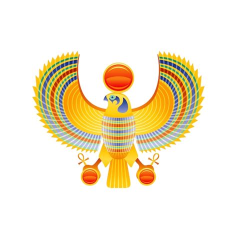 Sokół egipski. Symbol boga Horusa i Ra. Sokół ptak postać ze złotym ...